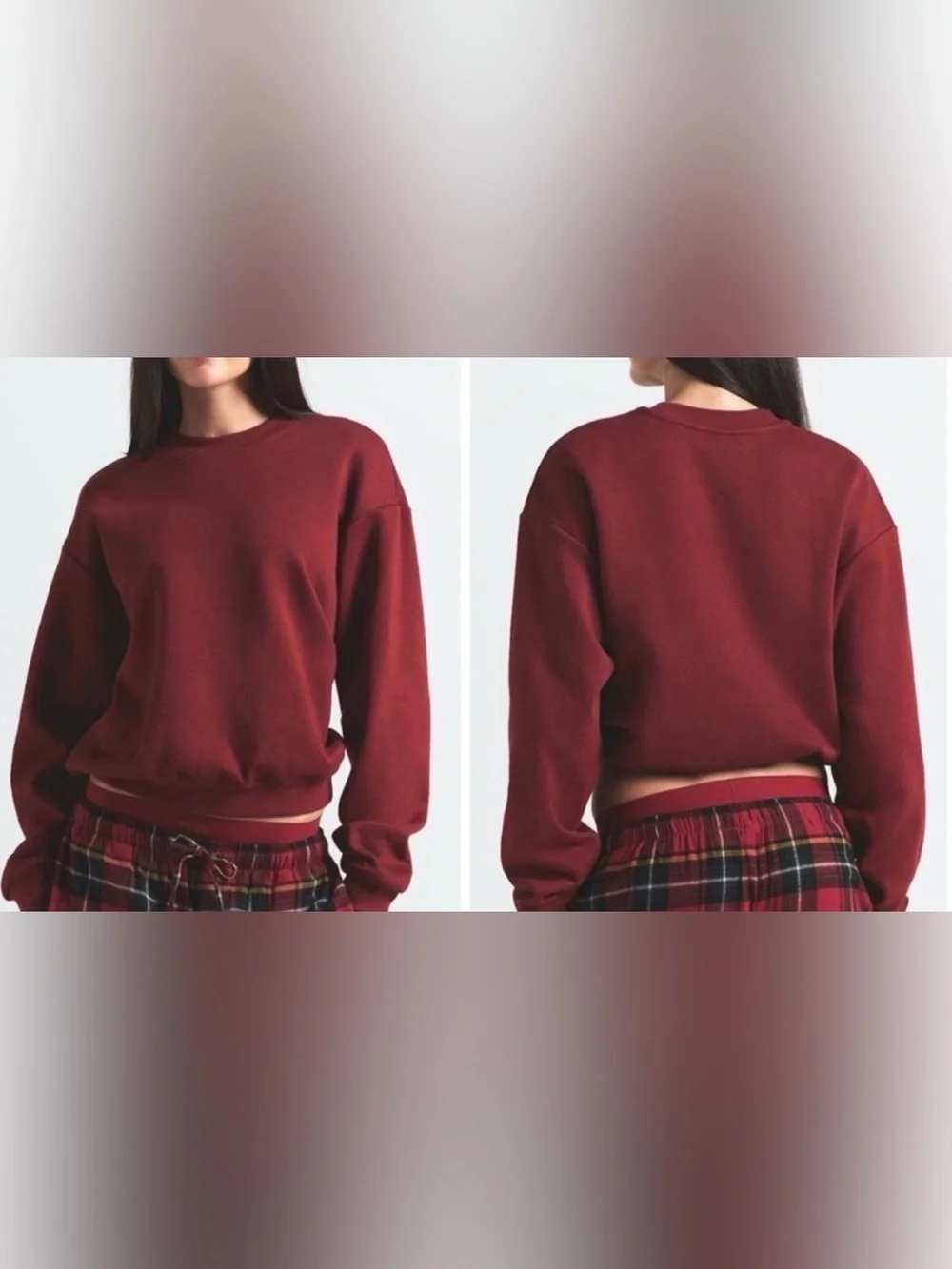 🍷SKIMS Cotton Fleece Classic Crewneck Sweatshirt | Merlot | S | NWT